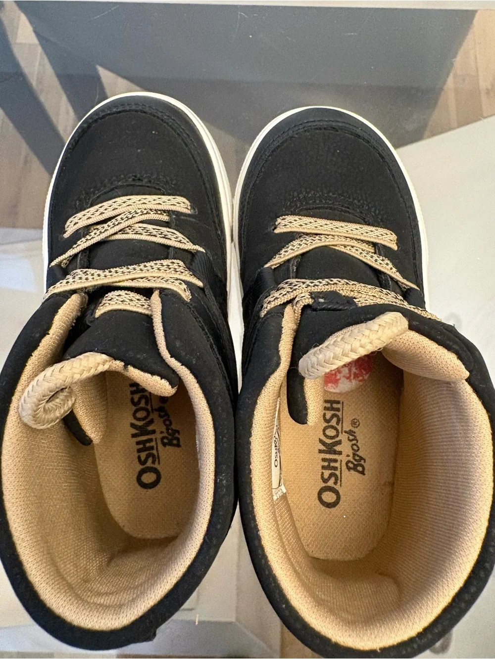 OshKosh B'gosh Toddler High Top Sneaker Boot Size 7M Toddler Black Tan